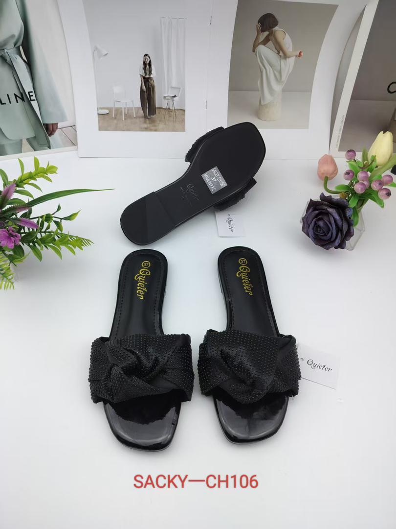 Textured Micro-Bead Twist Flat Slide Sandals