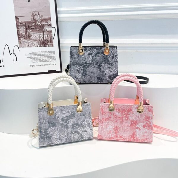 Abstract Paisley Print Mini Bag with Braided Top Handle