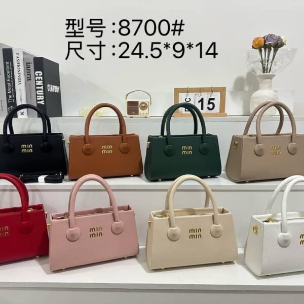 Minimalist Matte Top-Handle Bag with Gold Lettering