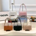 Geometric Lattice Embroidered Slim Shoulder Bag