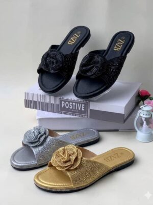 znzb-elegant-crystal-flower-flat-sandals - zahra lane