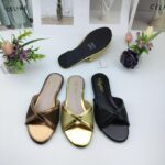 Elegant Metallic Crisscross Flat Slides
