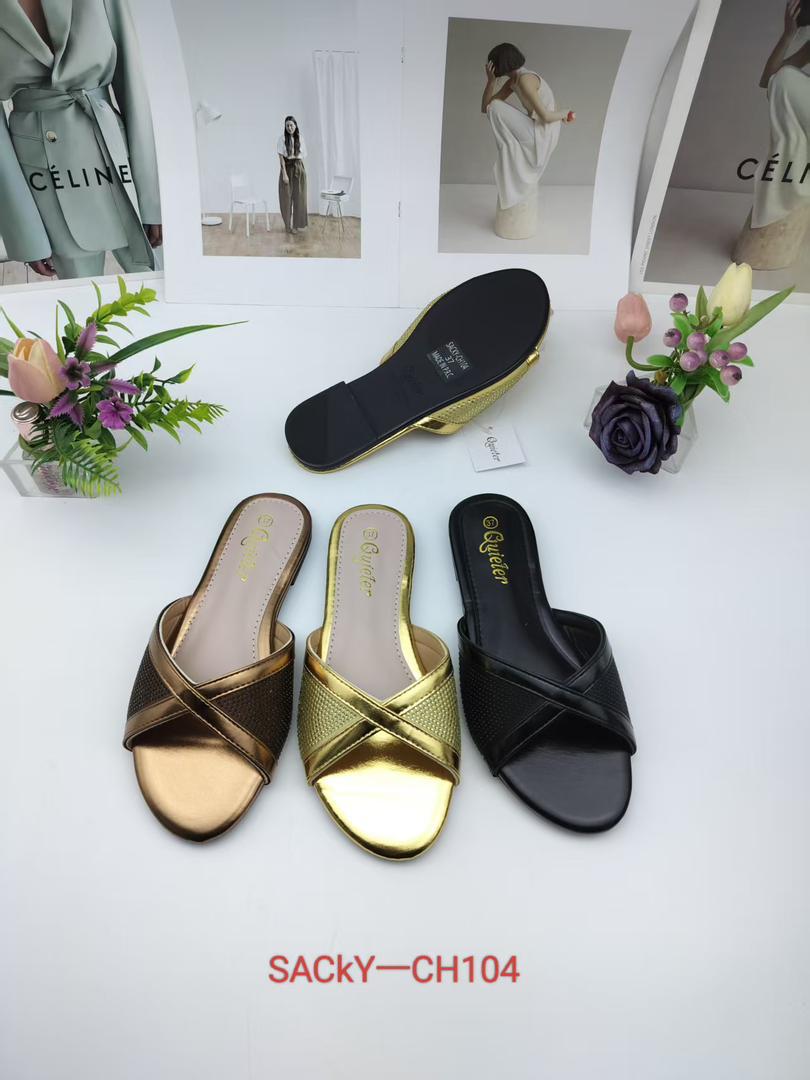 Elegant Metallic Crisscross Flat Slides