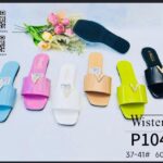 Wisteria Patent Leather Flat Slide Sandals with Gold V-Accent
