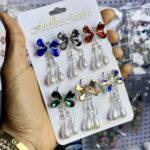 Crystal Butterfly Hijab Pin with Hanging Teardrop Pearls