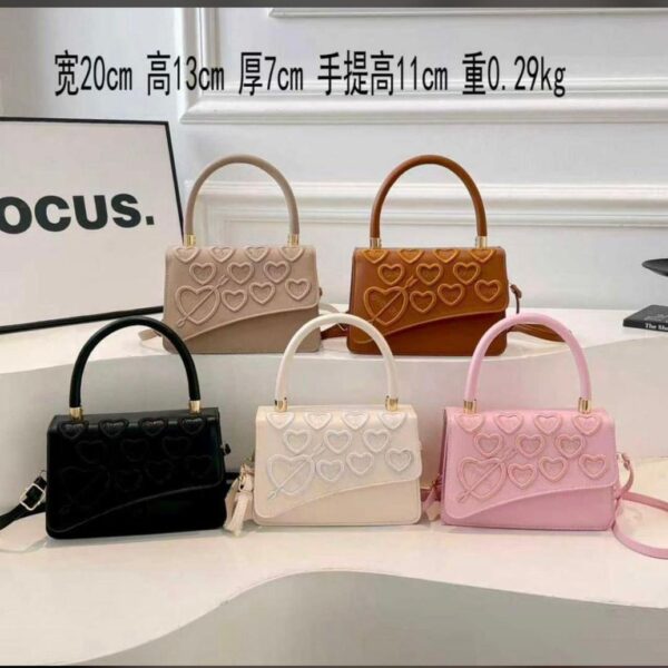 Embossed Heart Top-Handle Bag