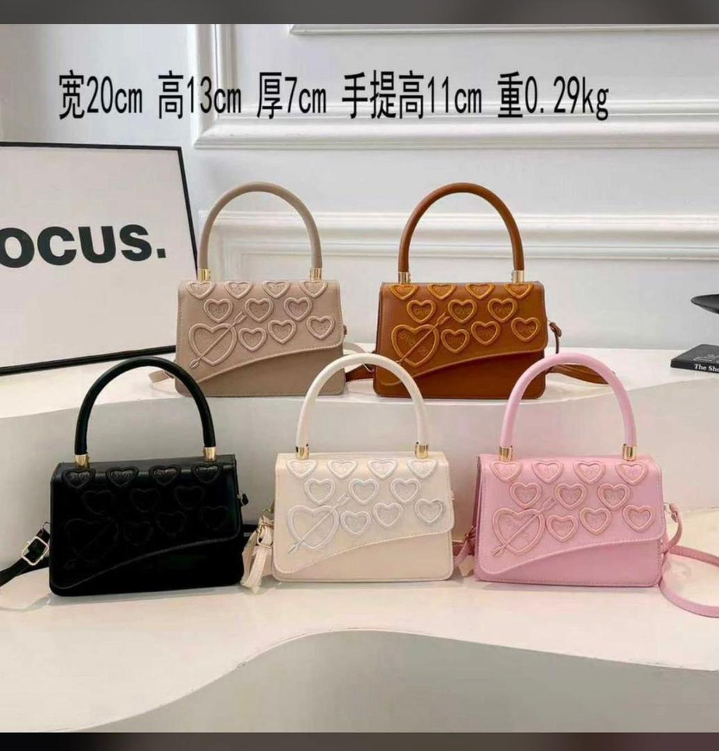 Embossed Heart Top-Handle Bag