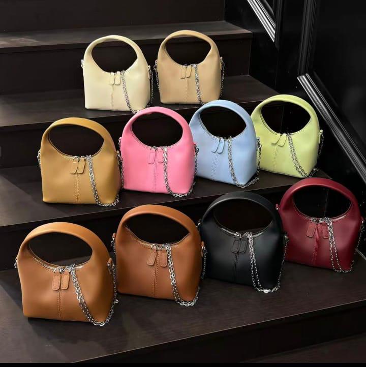 Curved Mini Hobo Bag with Chain Strap